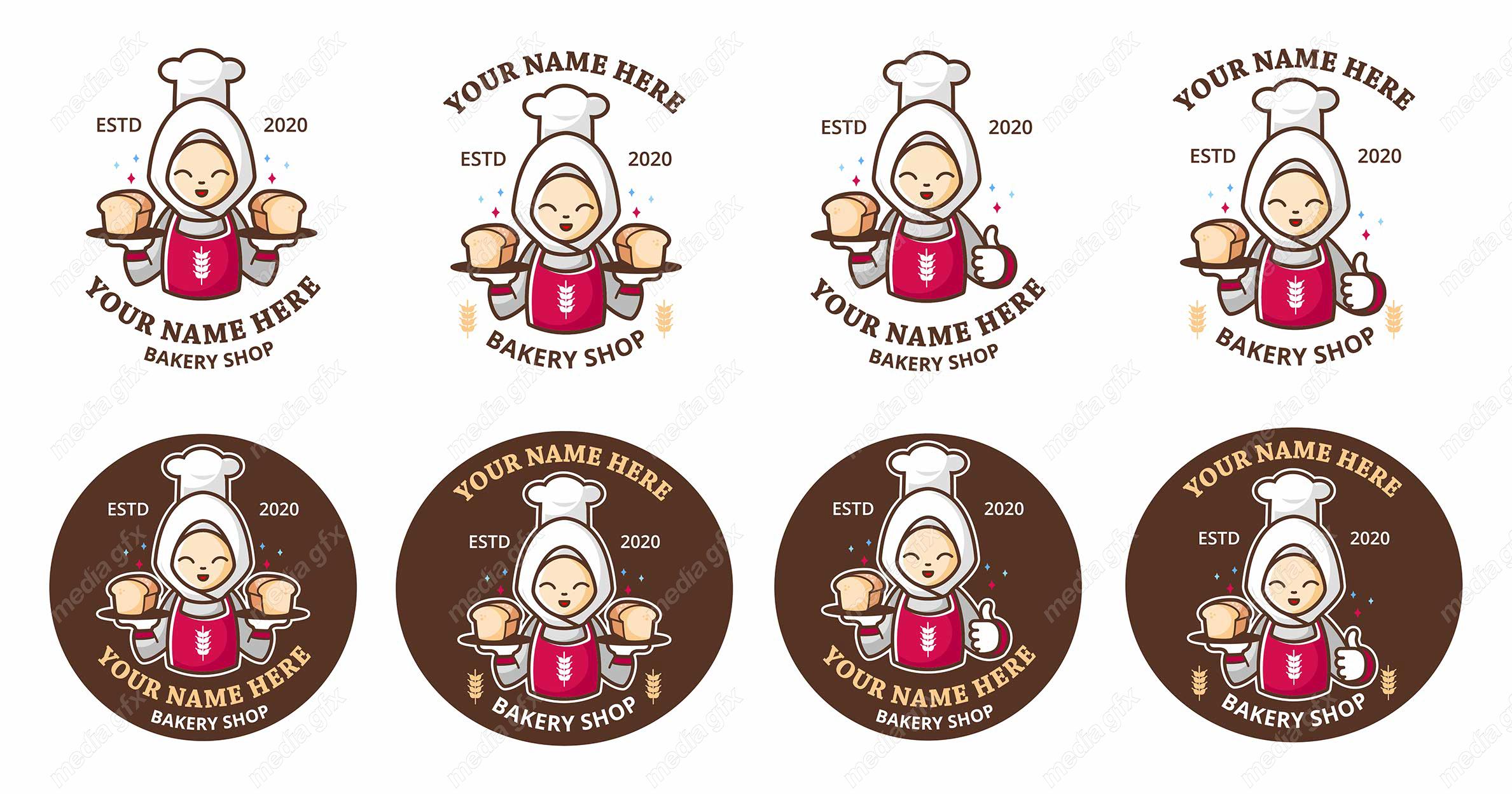 وکتور لوگوی کارتونی آشپزی غذا و شیرینی پزی سرآشپز  MV005421