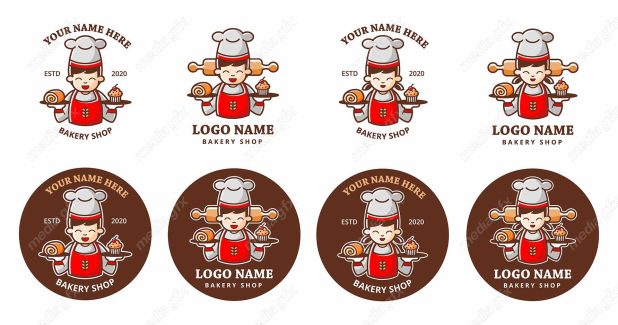 وکتور لوگوی کارتونی آشپزی غذا و شیرینی پزی سرآشپز  MV005423