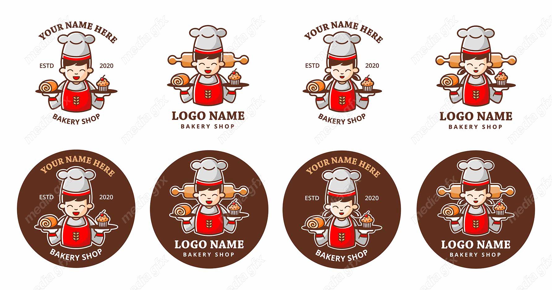 وکتور لوگوی کارتونی آشپزی غذا و شیرینی پزی سرآشپز  MV005423