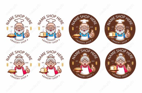 وکتور لوگوی کارتونی آشپزی غذا و شیرینی پزی سرآشپز  MV005426