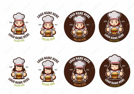 وکتور لوگوی کارتونی آشپزی غذا و شیرینی پزی سرآشپز MV005428