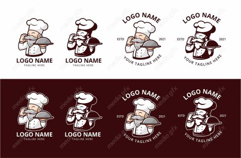 وکتور لوگوی کارتونی آشپزی غذا و شیرینی پزی سرآشپز  MV005429