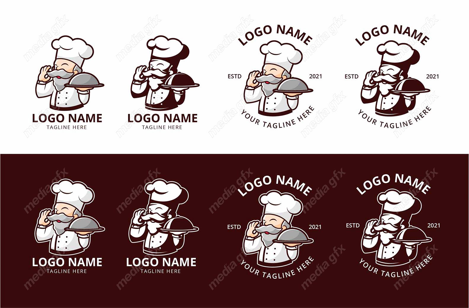 وکتور لوگوی کارتونی آشپزی غذا و شیرینی پزی سرآشپز  MV005429