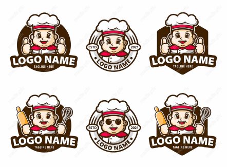 وکتور لوگوی کارتونی آشپزی غذا و شیرینی پزی سرآشپز MV005431