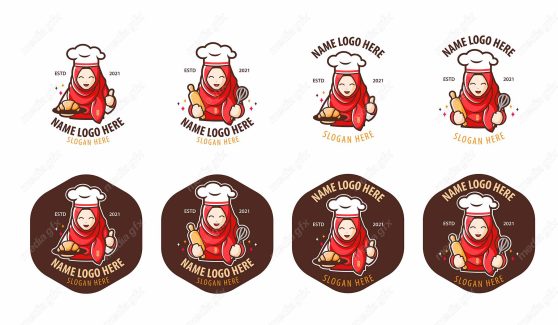 وکتور لوگوی کارتونی آشپزی غذا و شیرینی پزی سرآشپز MV005433