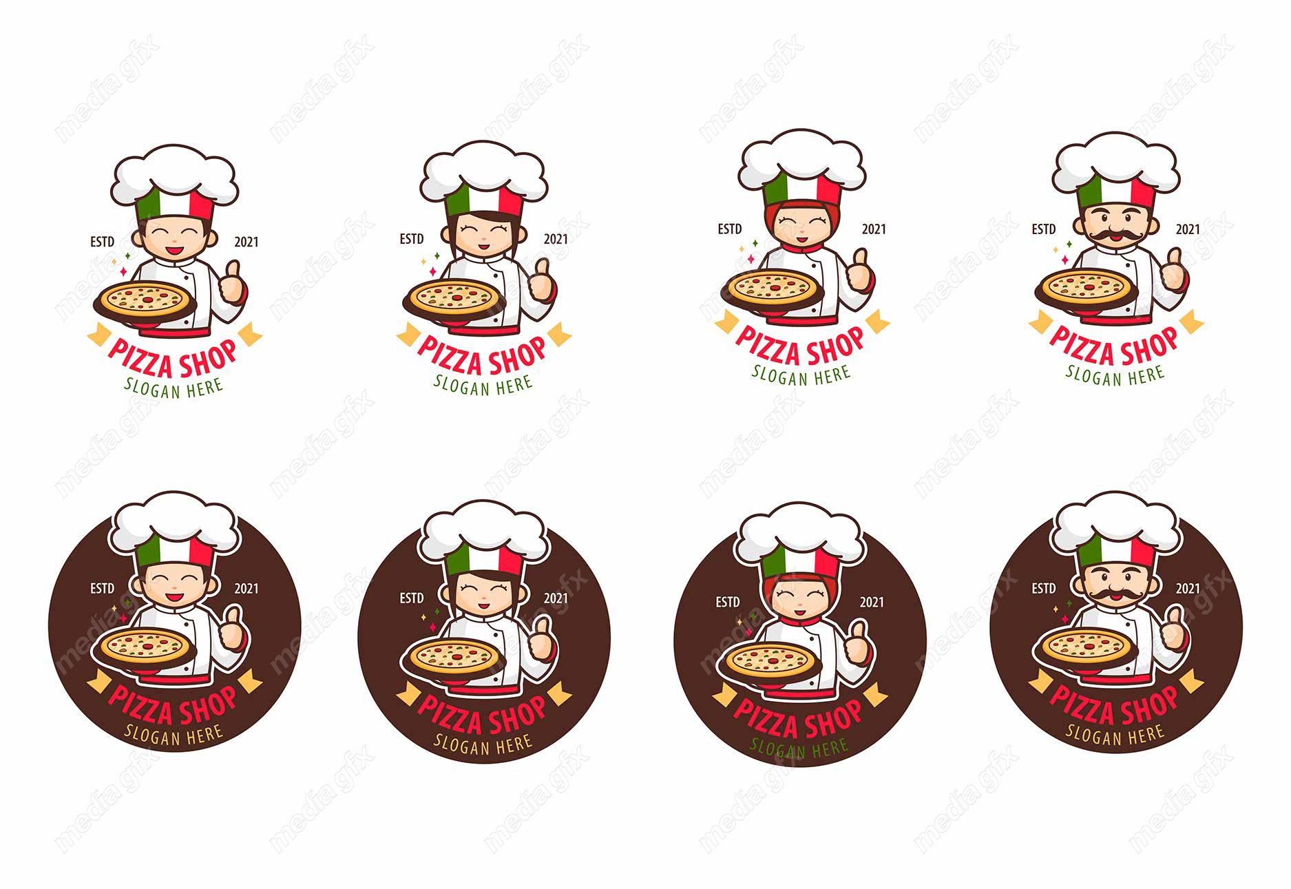 وکتور لوگوی کارتونی آشپزی غذا و شیرینی پزی سرآشپز  MV005434