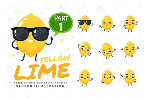 وکتور ست کاراکتر کاتونی لیمو در حالات مختلف MV005440