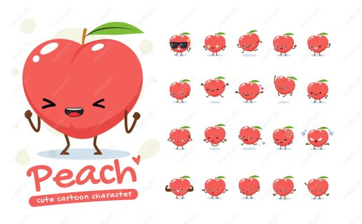 وکتور ست کارتونی هلو در حالات مختلف MV005461