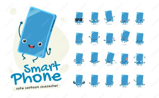 وکتور ست کارتونی گوشی هوشمند در حالات مختلف MV005459