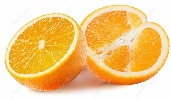 عکس با کیفیت پرتقال برش خورده پس زمینه سفید  MJ005570