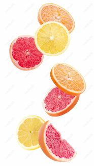 عکس با کیفیت پرتقال برش خورده پس زمینه سفید  MJ005573