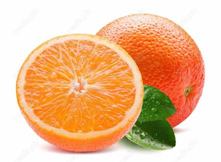 عکس با کیفیت پرتقال برش خورده پس زمینه سفید  MJ005575