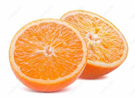 عکس با کیفیت پرتقال برش خورده پس زمینه سفید  MJ005576