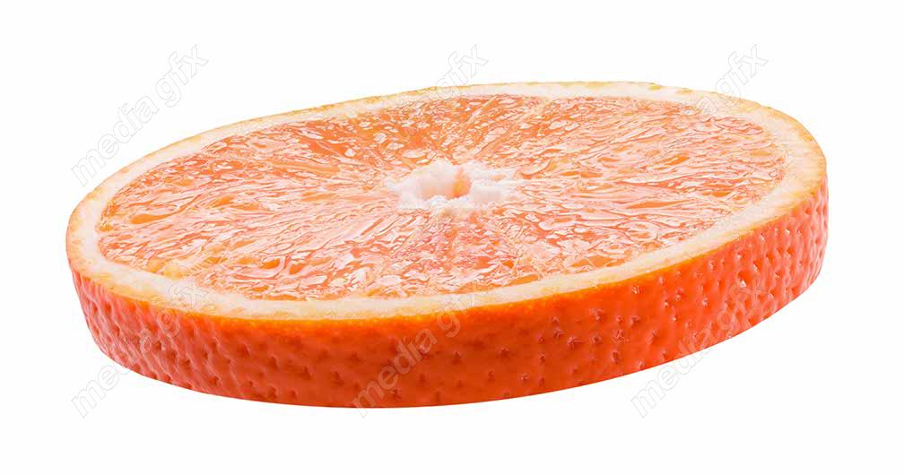 عکس با کیفیت پرتقال برش خورده پس زمینه سفید  MJ005577