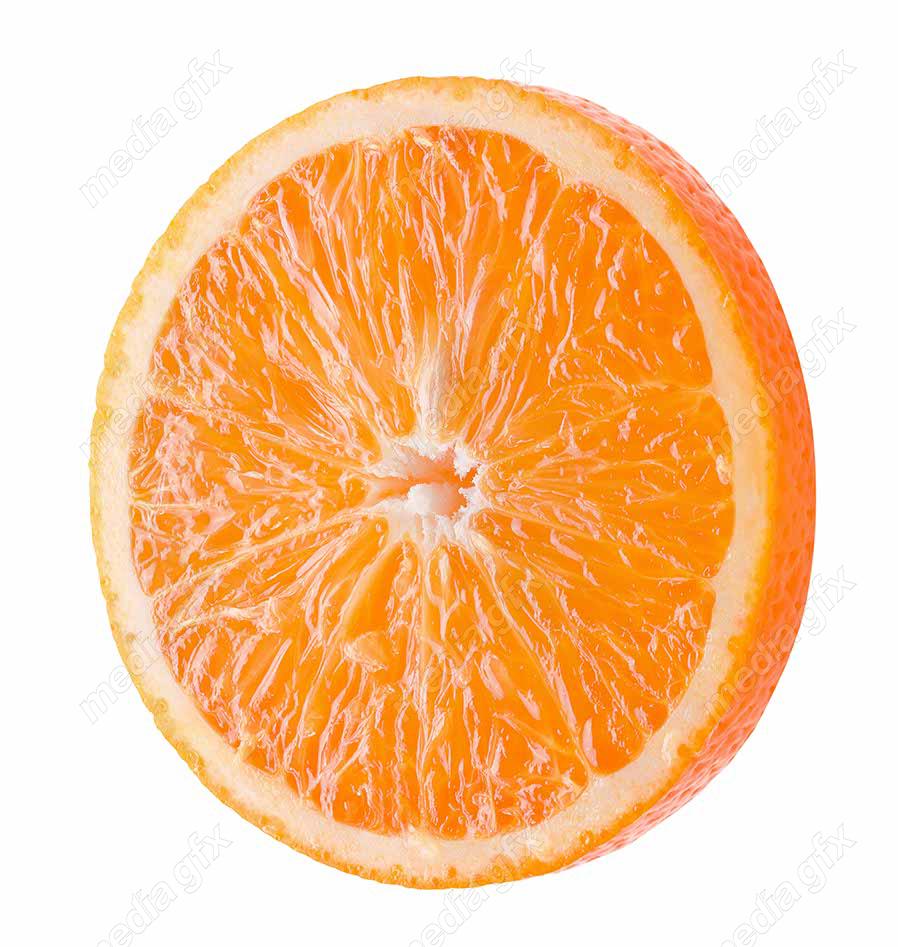 عکس با کیفیت پرتقال برش خورده پس زمینه سفید  MJ005578