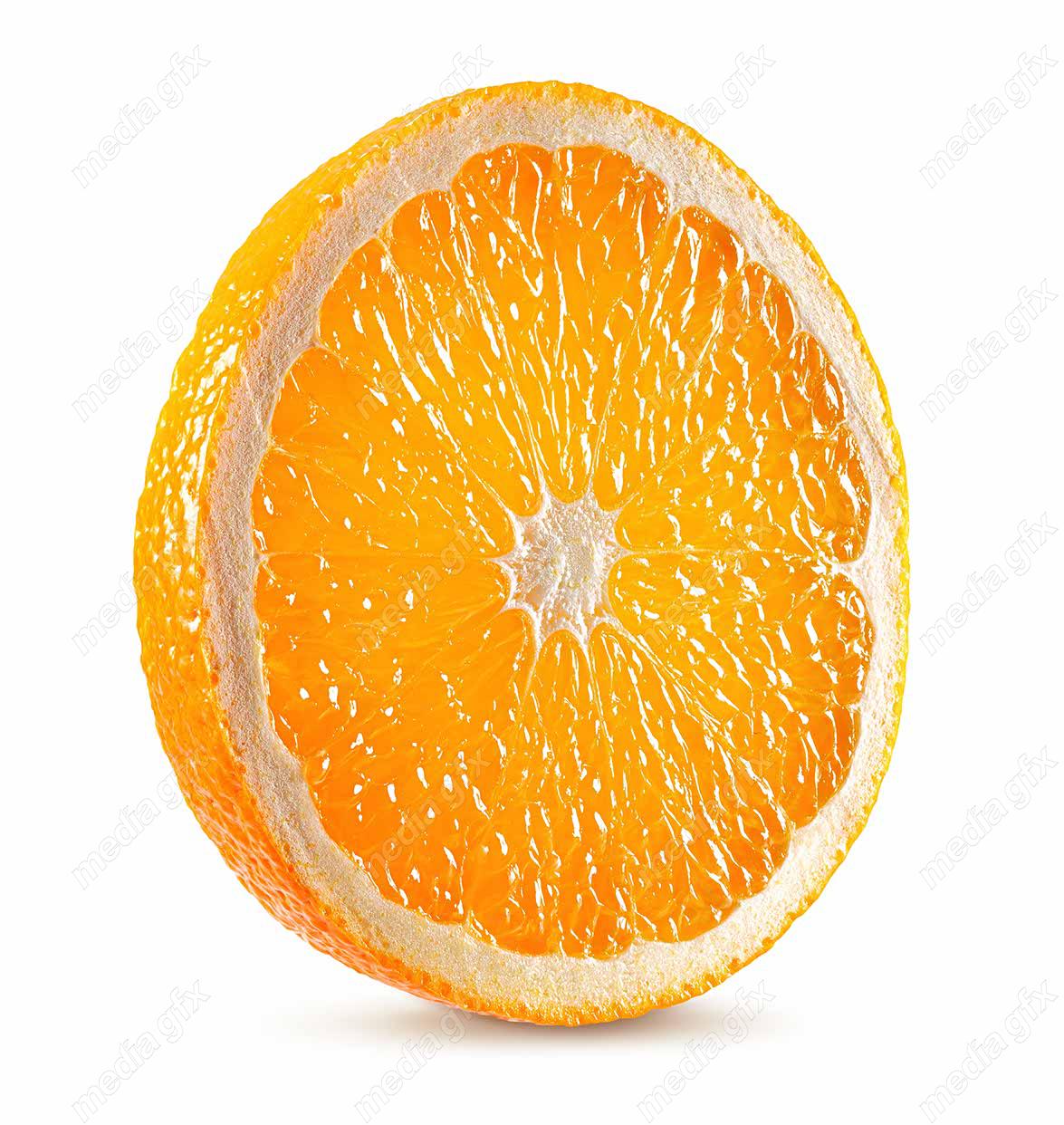 عکس با کیفیت پرتقال برش خورده پس زمینه سفید  MJ005582