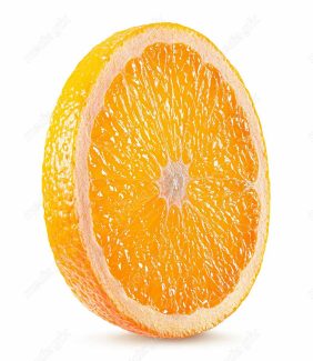 عکس با کیفیت پرتقال برش خورده پس زمینه سفید  MJ005585