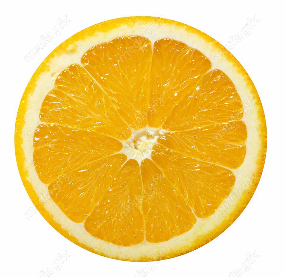 عکس با کیفیت پرتقال برش خورده پس زمینه سفید  MJ005589