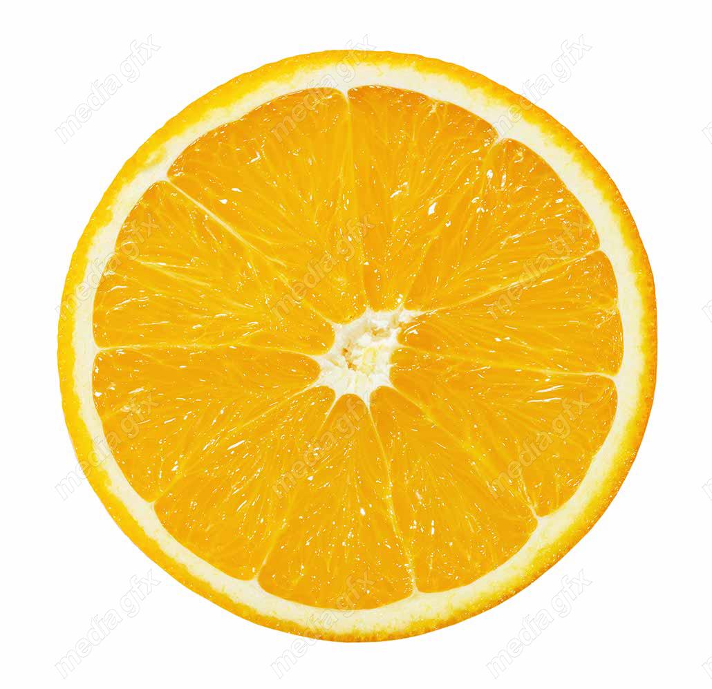 عکس با کیفیت پرتقال برش خورده پس زمینه سفید  MJ005591