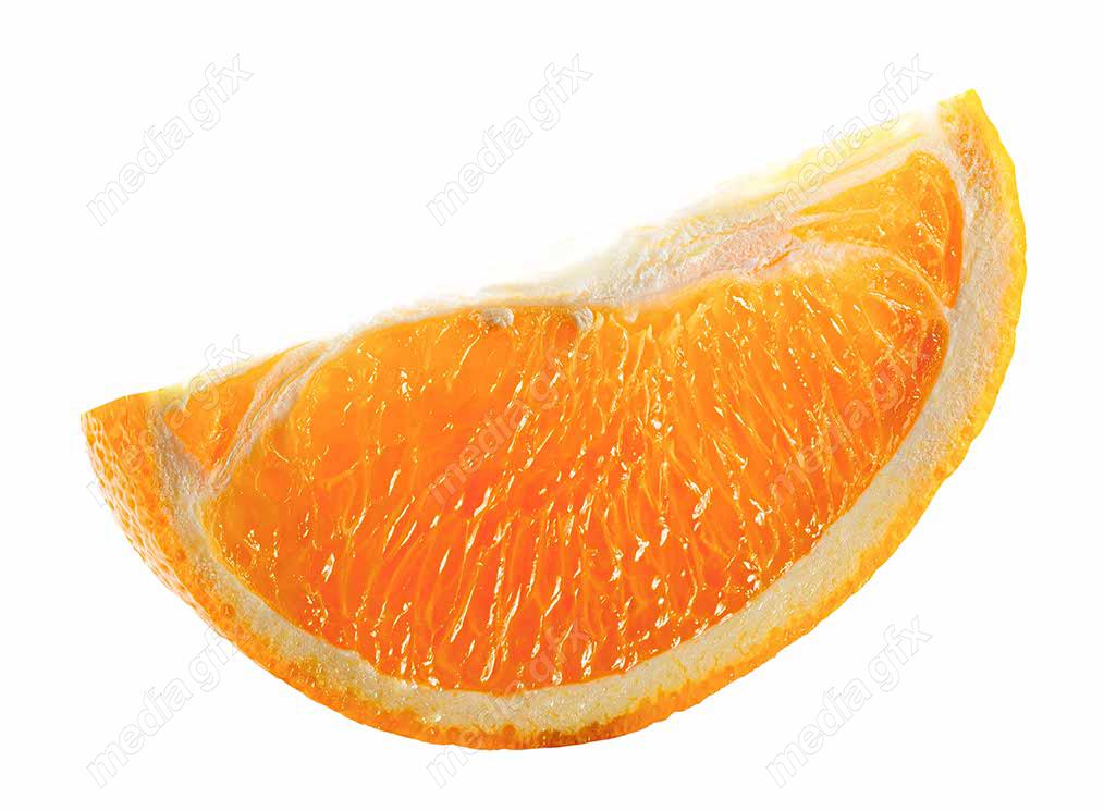 عکس با کیفیت پرتقال برش خورده پس زمینه سفید  MJ005593