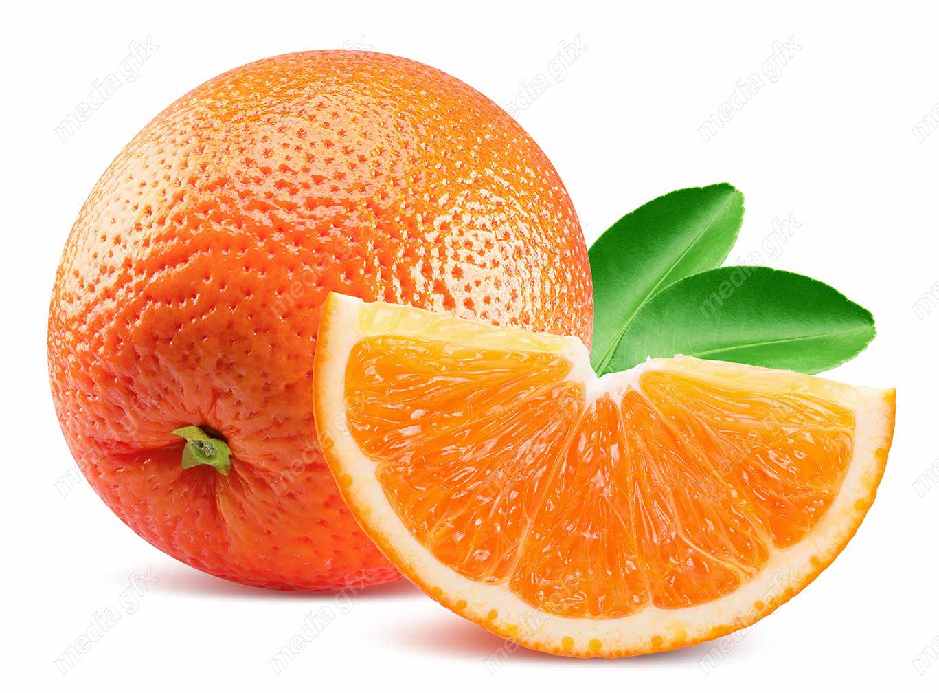 عکس با کیفیت پرتقال برش خورده پس زمینه سفید  MJ005594
