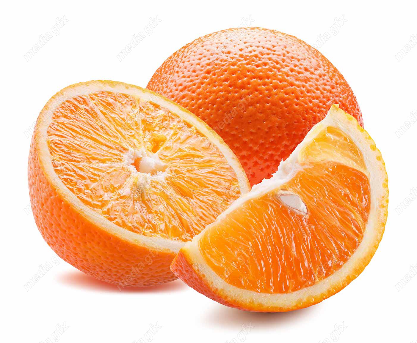 عکس با کیفیت پرتقال برش خورده پس زمینه سفید  MJ005598