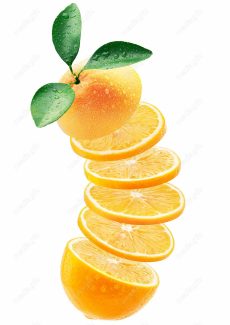عکس با کیفیت پرتقال برش خورده پس زمینه سفید  MJ005601