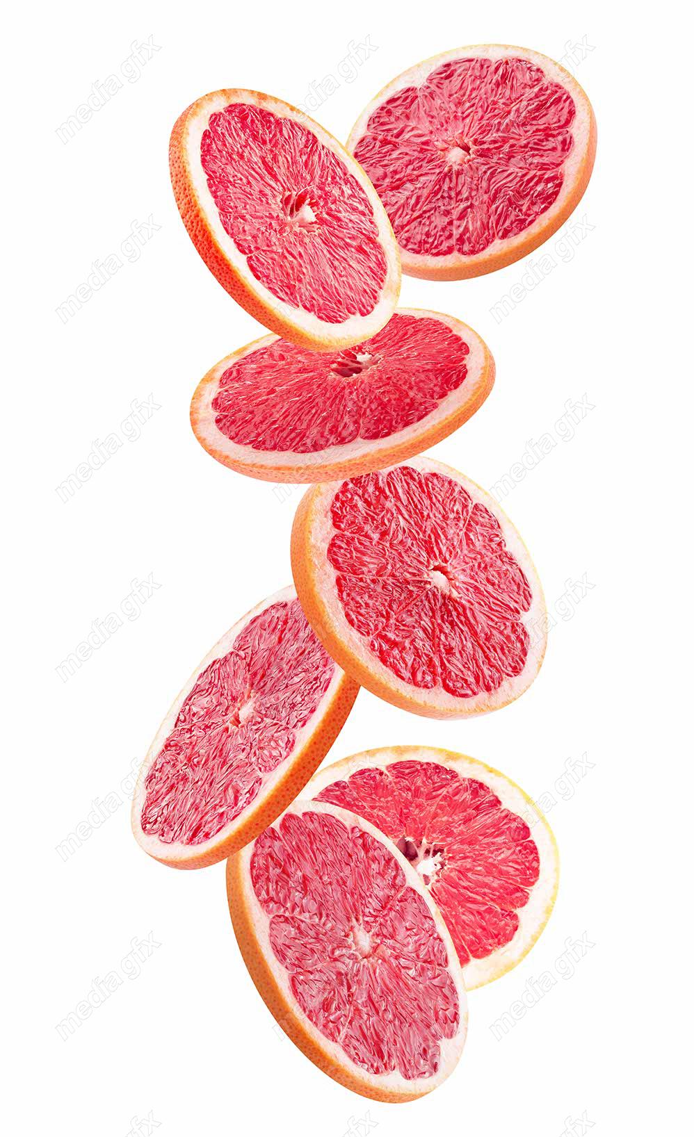 عکس با کیفیت گریپ فروت و پرتقال خونی پس زمینه سفید MJ005629