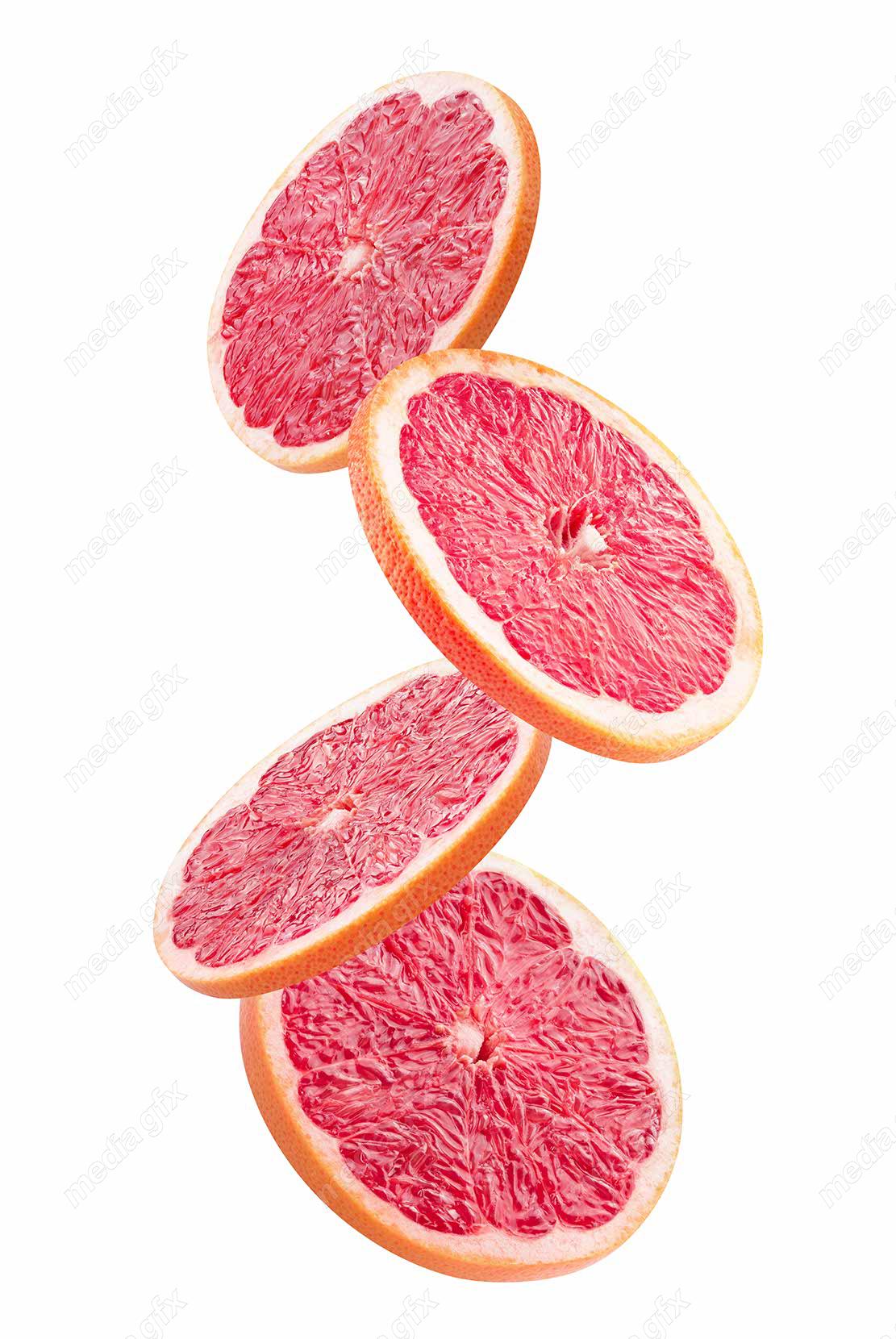 عکس با کیفیت گریپ فروت و پرتقال خونی پس زمینه سفید MJ005630