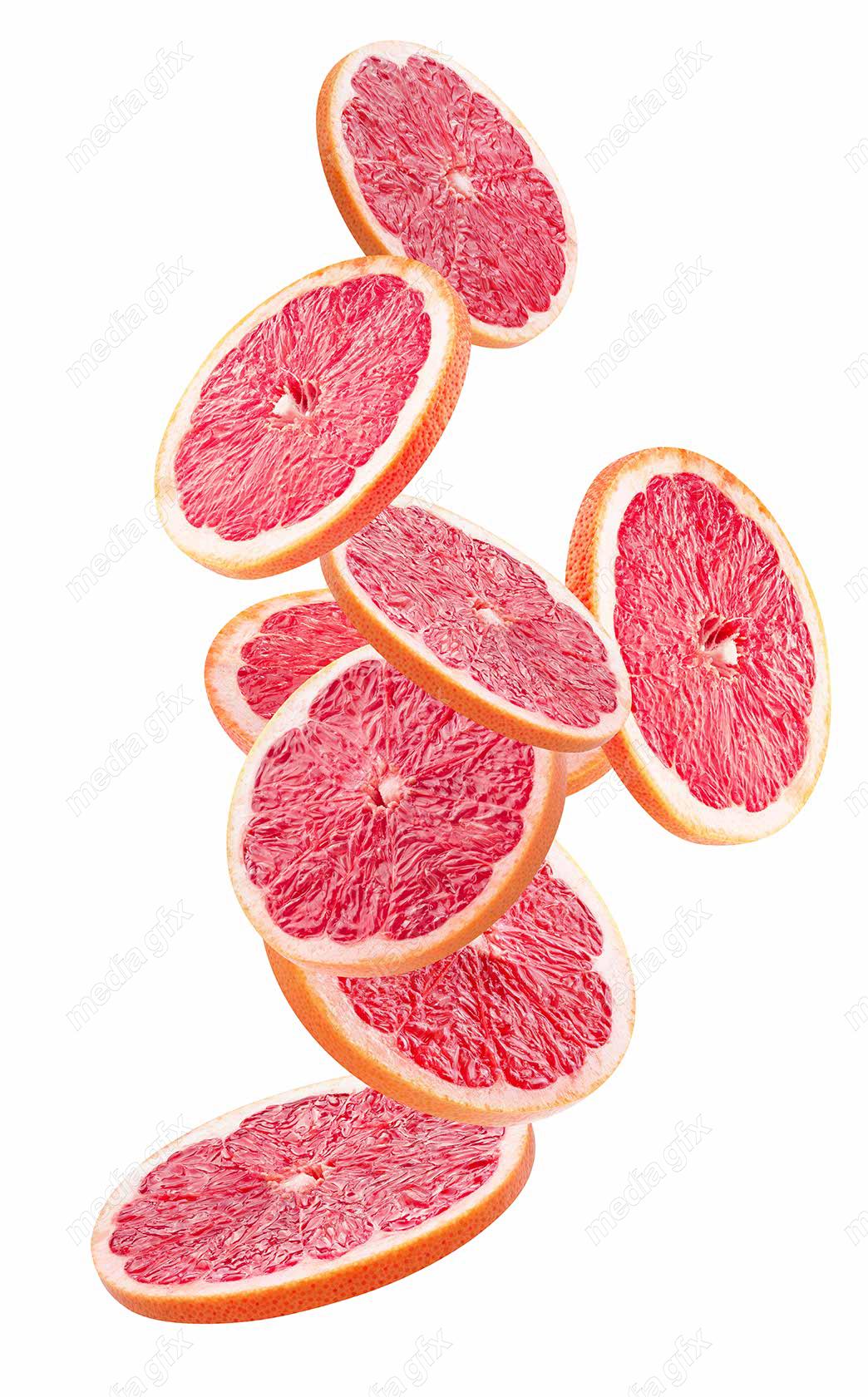 عکس با کیفیت گریپ فروت و پرتقال خونی پس زمینه سفید MJ005633