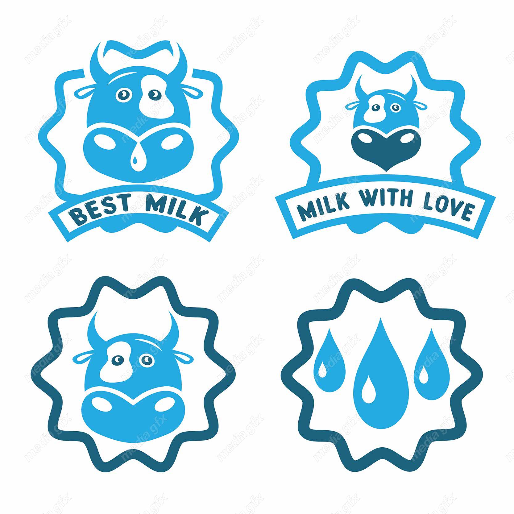 وکتور طرح لوگوی شیر گاو بسته بندی MV005817