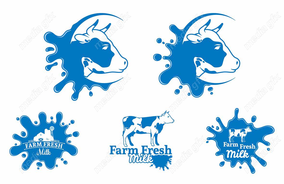 وکتور طرح لوگوی شیر گاو بسته بندی MV005822