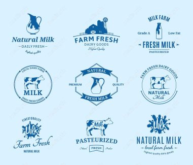 وکتور طرح لوگوی شیر گاو بسته بندی MV005823