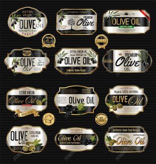 وکتور طرح لیبل و برچسب زیتون MV005829