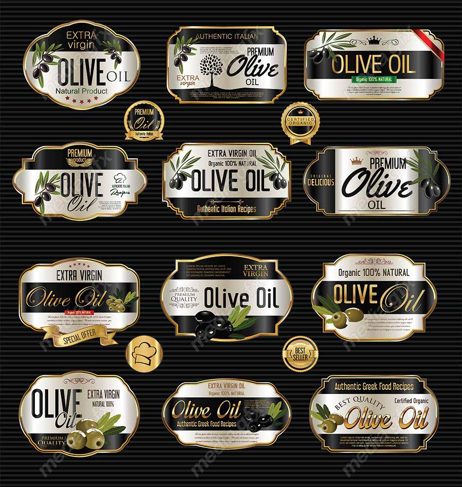 وکتور طرح لیبل و برچسب زیتون MV005829