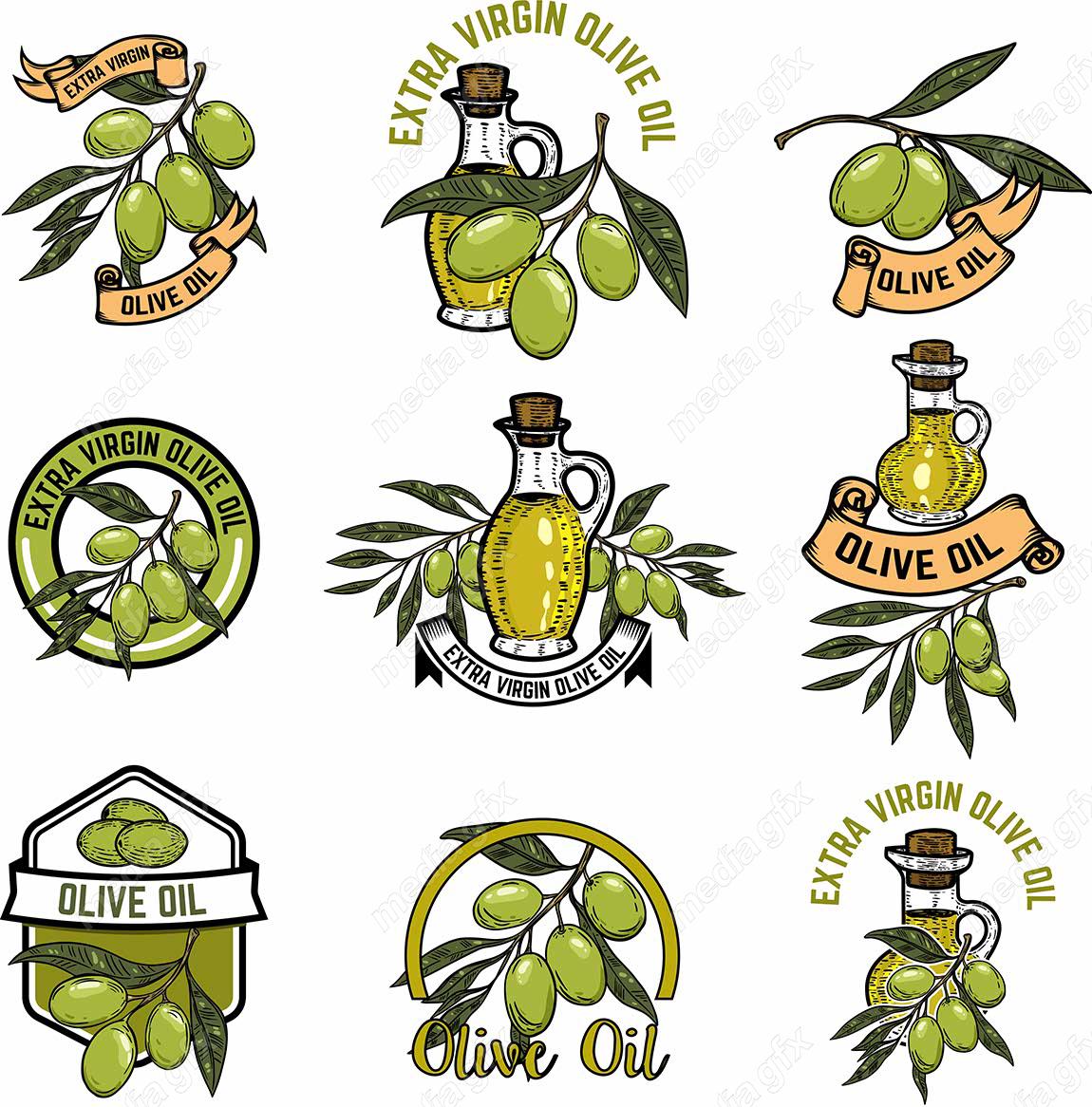 وکتور طرح زیتون و روغن زیتون MV005901