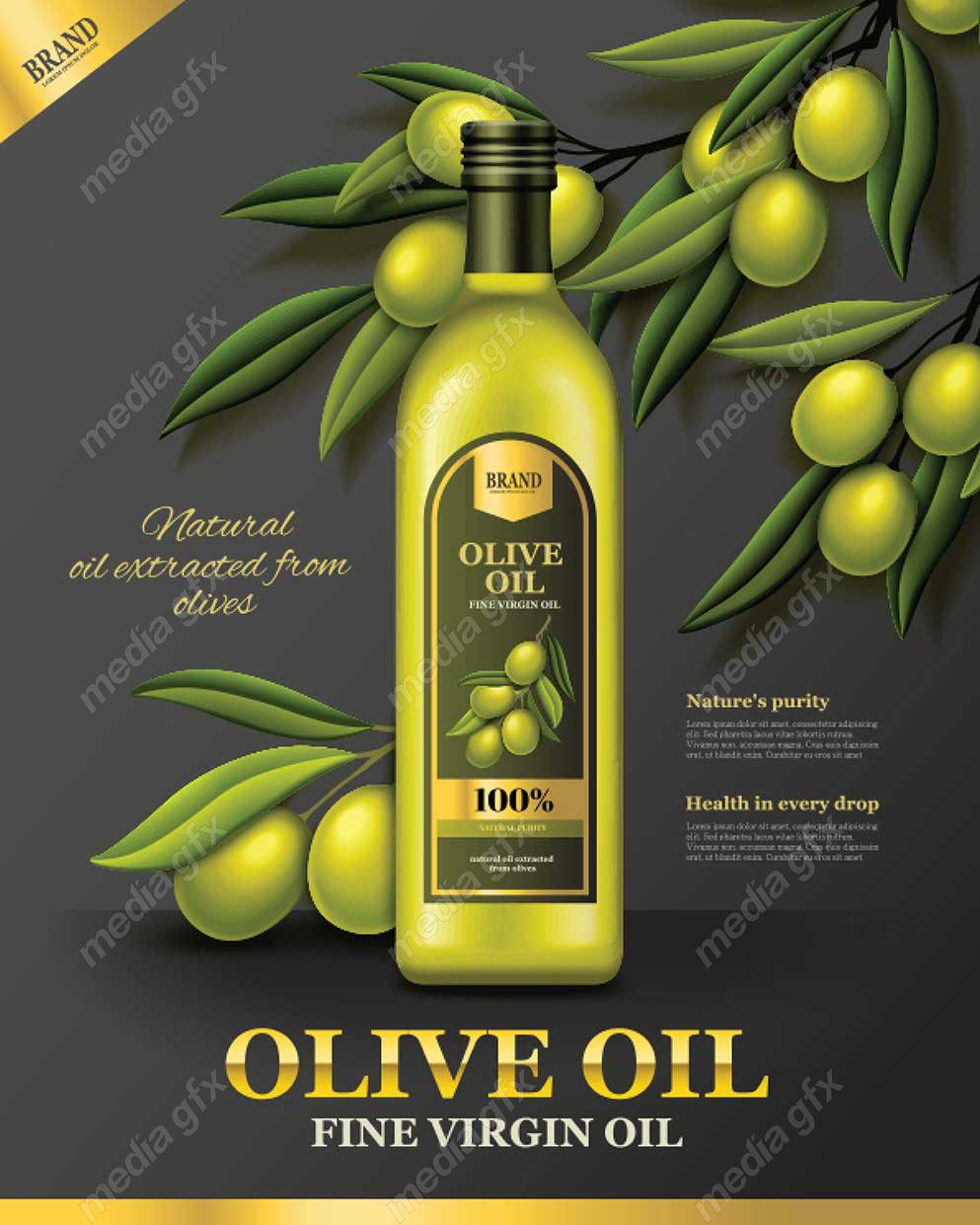 وکتور طرح پوستر و بنر روغن زیتون شیشه ای MV005922