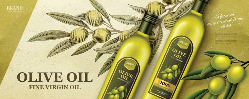 وکتور طرح پوستر و بنر روغن زیتون شیشه ای MV005923