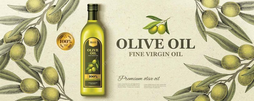 وکتور طرح پوستر و بنر روغن زیتون شیشه ای MV005924