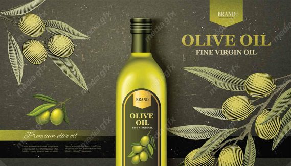 وکتور طرح پوستر و بنر روغن زیتون شیشه ای MV005925