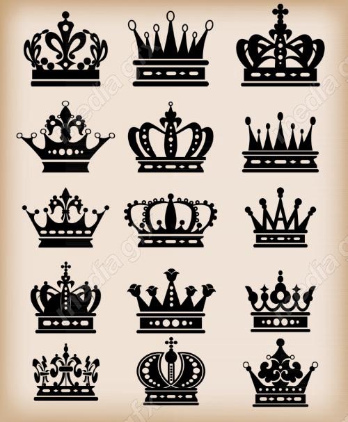 وکتور آیکن تاج سیاه سفید MV006145