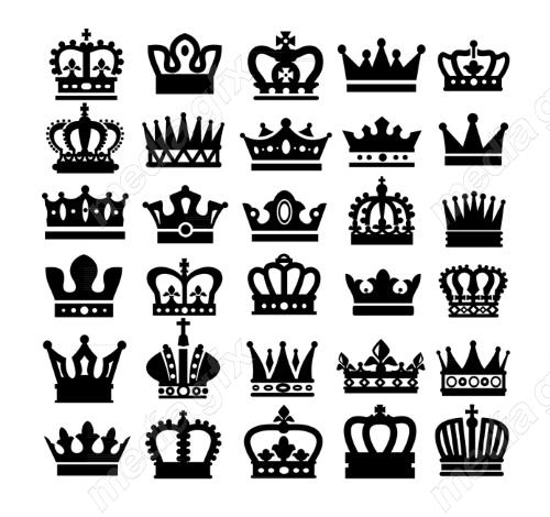 وکتور آیکن تاج سیاه سفید MV006150