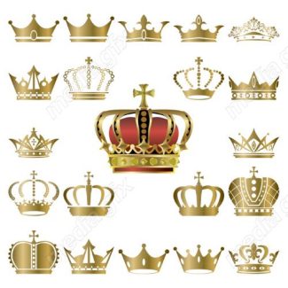 وکتور آیکن تاج های طلایی در پس زمینه مشکی MV006155