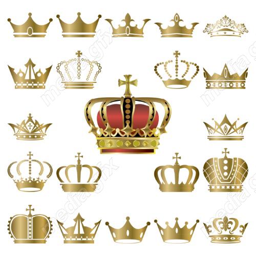 وکتور آیکن تاج های طلایی در پس زمینه مشکی MV006155