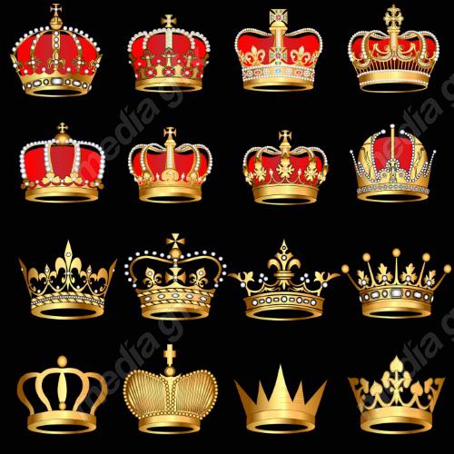 وکتور آیکن تاج های طلایی در پس زمینه مشکی MV006156