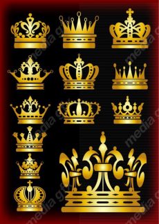 وکتور آیکن تاج های طلایی در پس زمینه مشکی MV006157