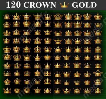 وکتور آیکن تاج های طلایی در پس زمینه مشکی MV006158