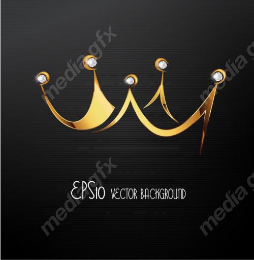 وکتور آیکن تاج های طلایی در پس زمینه مشکی MV006159