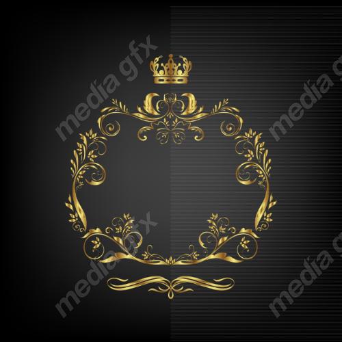 وکتور آیکن تاج های طلایی در پس زمینه مشکی MV006160