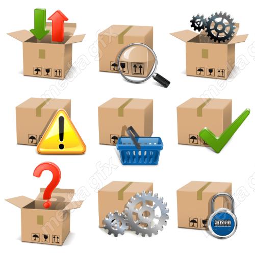 دانلود رایگان وکتور آیکون بسته بندی بارگیری و حمل و نقل کالا MV006197